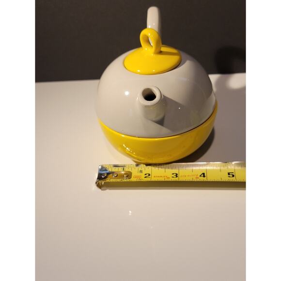 Tea for One Tea Pot with Cup Set Stackable Yellow and Gray Retro Colorful - Picture 10 of 10